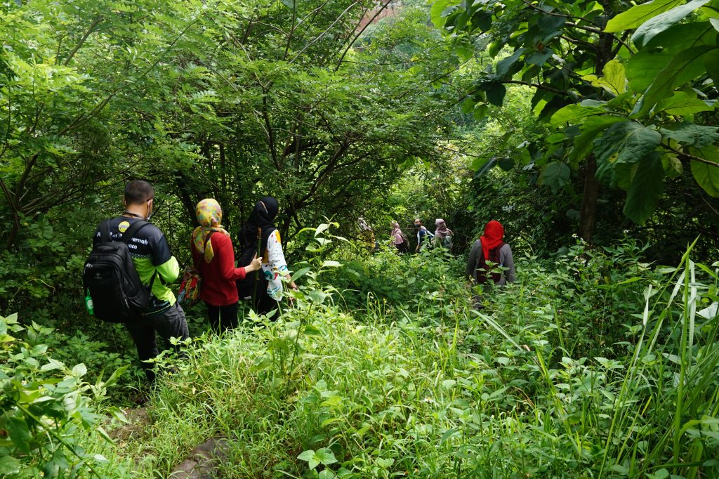 Berjalan kaki menelusuri hutan.